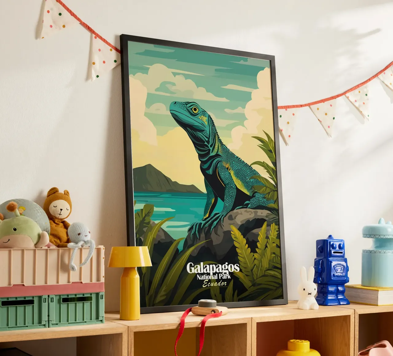 Galapagos Iguanar poster con telaio in alluminio da Ginnery