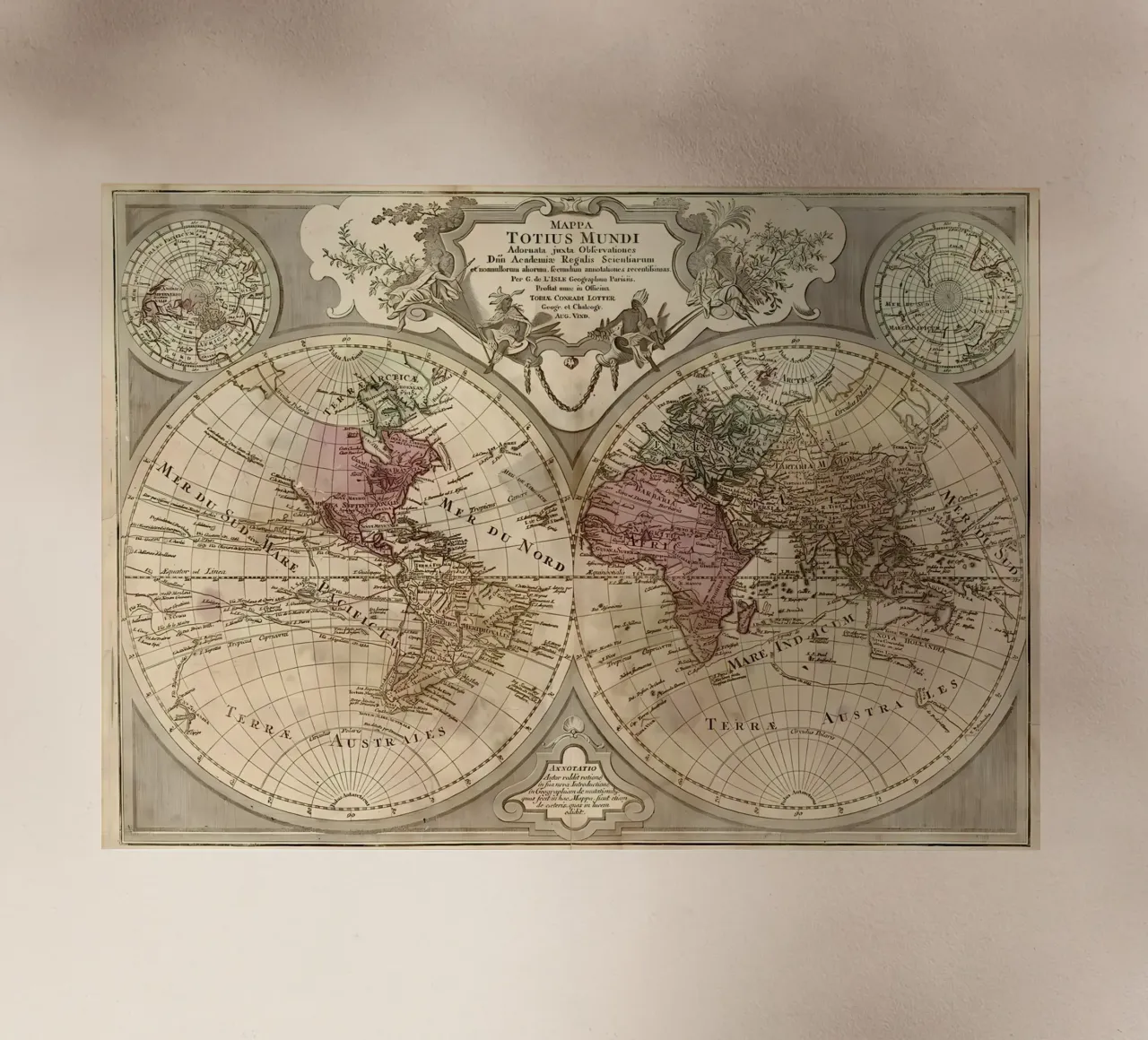 Mappa del mondo d'epoca pellicola backlit da Delaplane