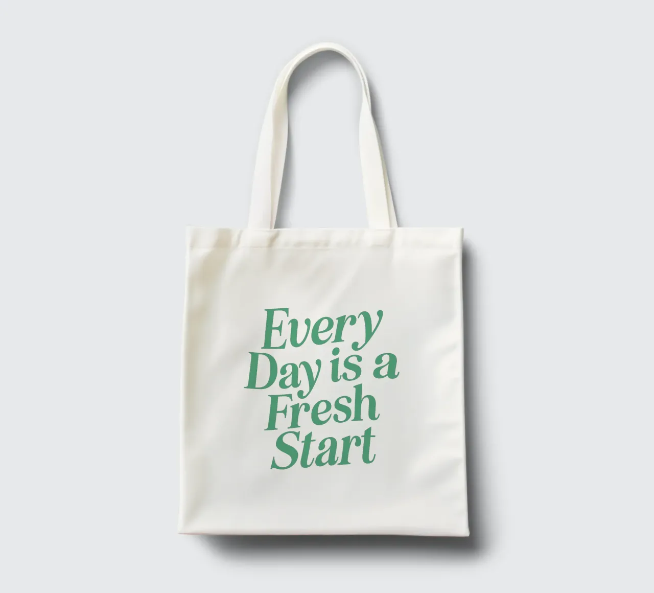 Every Day is a Fresh Start Optimistic Green Calming Cream tote bag by THE MOTIVATED TYPE