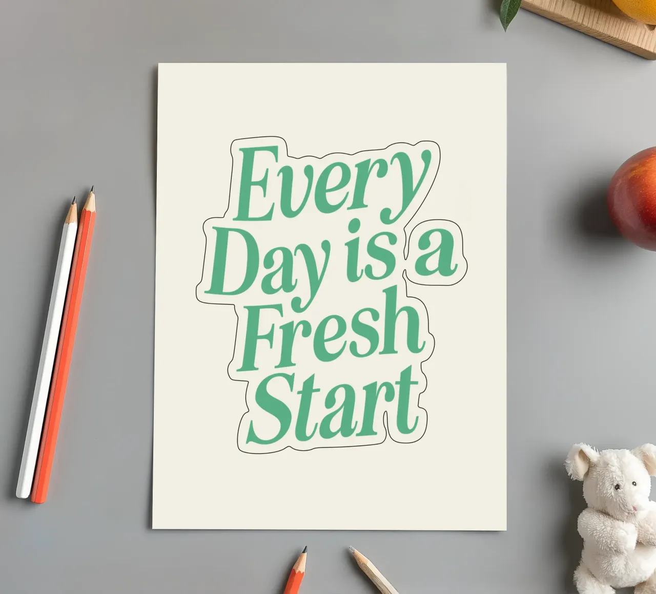 Every Day is a Fresh Start Optimistic Green Calming Cream sticker sheet by THE MOTIVATED TYPE