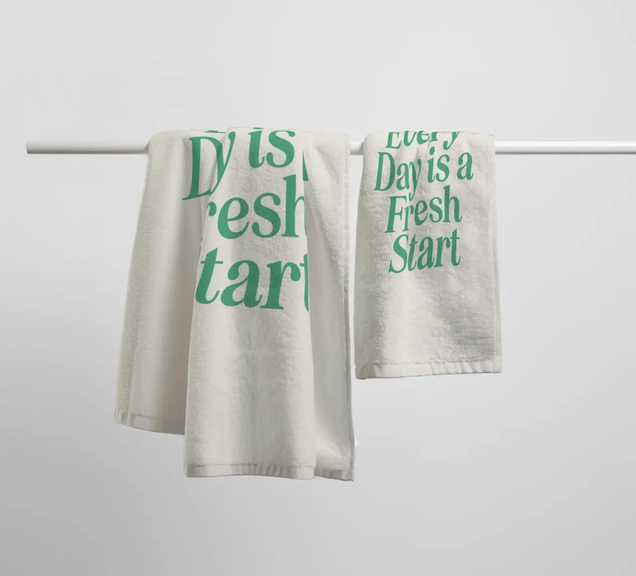 Every Day is a Fresh Start Optimistic Green Calming Cream towel by THE MOTIVATED TYPE