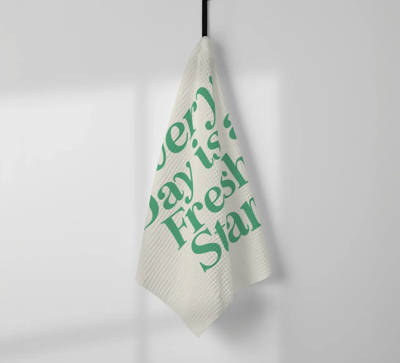 Every Day is a Fresh Start Optimistic Green Calming Cream tea towel by THE MOTIVATED TYPE
