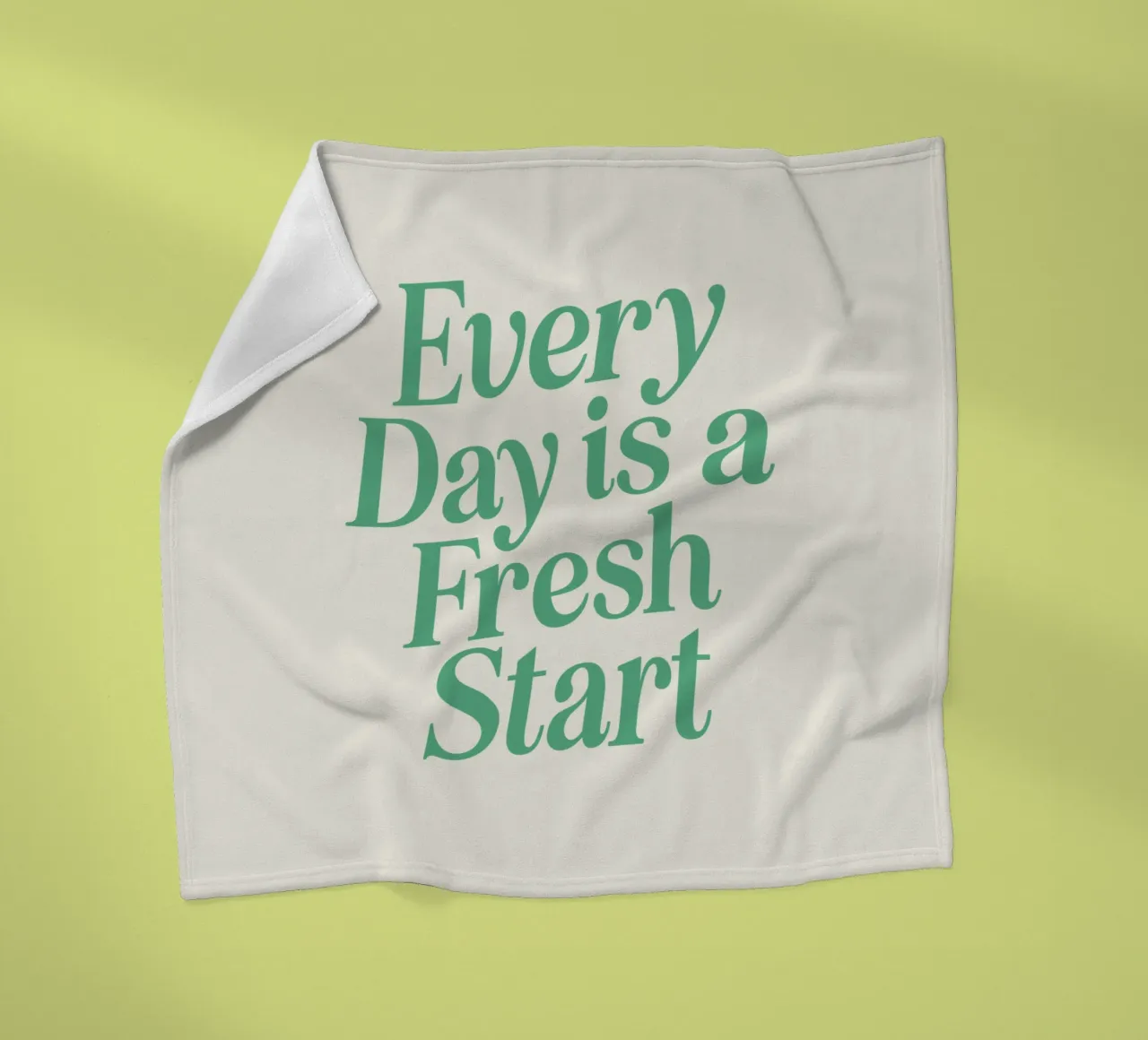 Every Day is a Fresh Start Optimistic Green Calming Cream fleece blanket by THE MOTIVATED TYPE