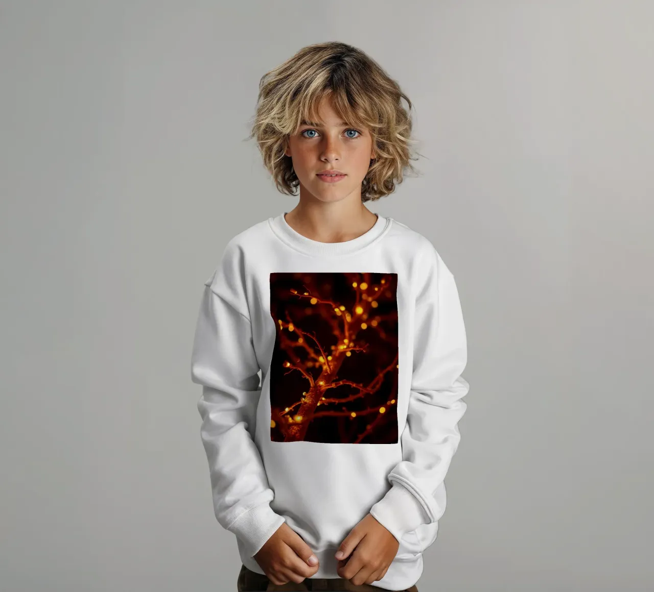 Lo scintillio delle luci calde su un ramo dell'albero crea un'atmosfera accogliente felpa bambino da DesignDoodle