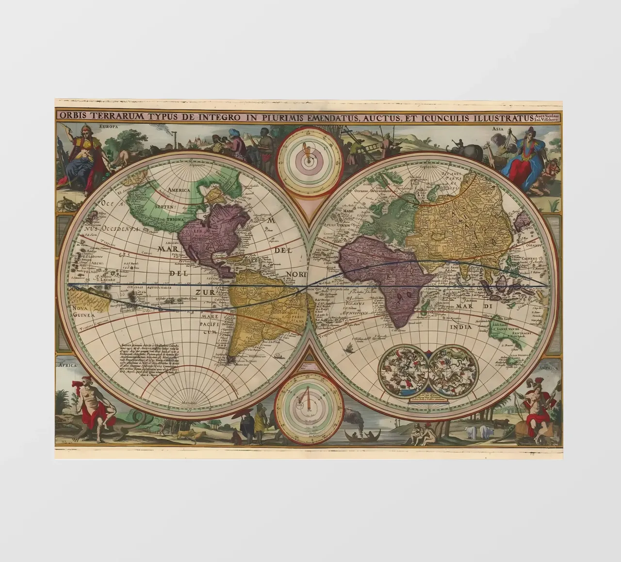 Mappa del mondo d'epoca pellicola backlit da Delaplane