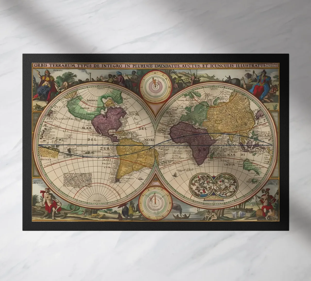 Mappa del mondo d'epoca zerbino da Delaplane