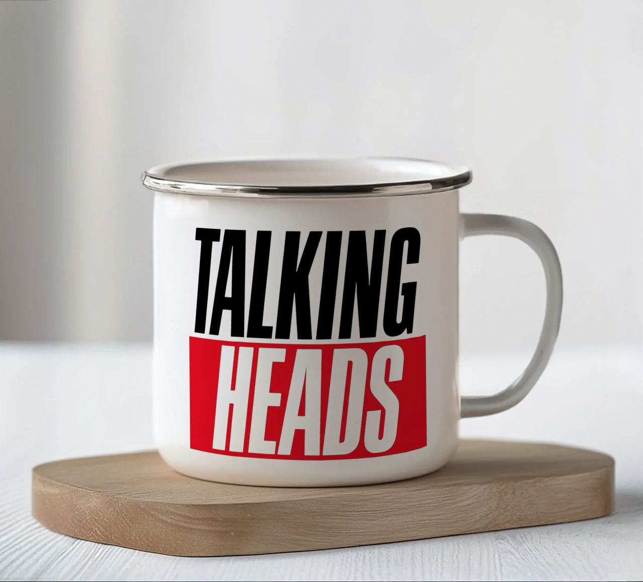 Talking Heads tazza in smalto da Jason Lavelle