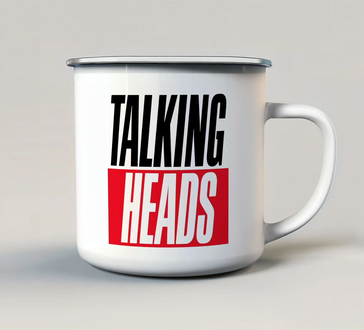 Talking Heads tazza in smalto da Jason Lavelle