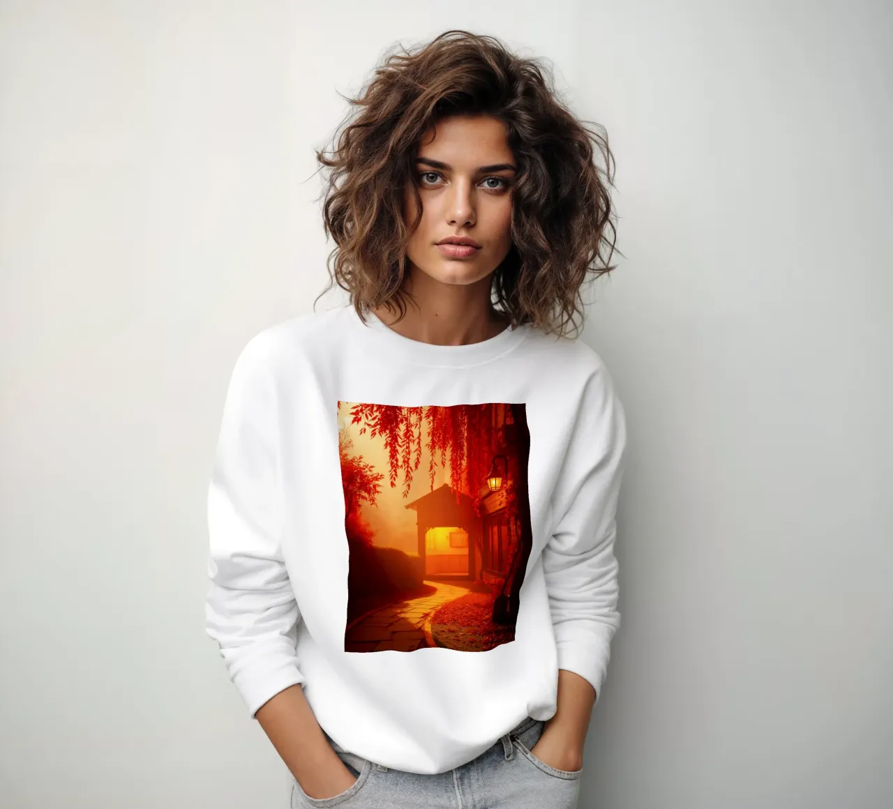 Stupendo sentiero autunnale che conduce all'accogliente rifugio felpa da DesignDoodle