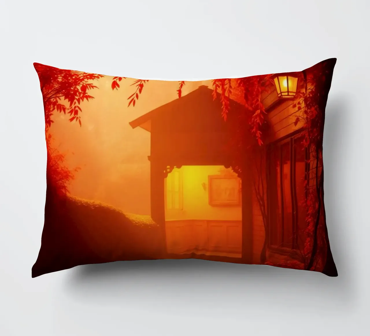 Stupendo sentiero autunnale che conduce all'accogliente rifugio cuscino da DesignDoodle