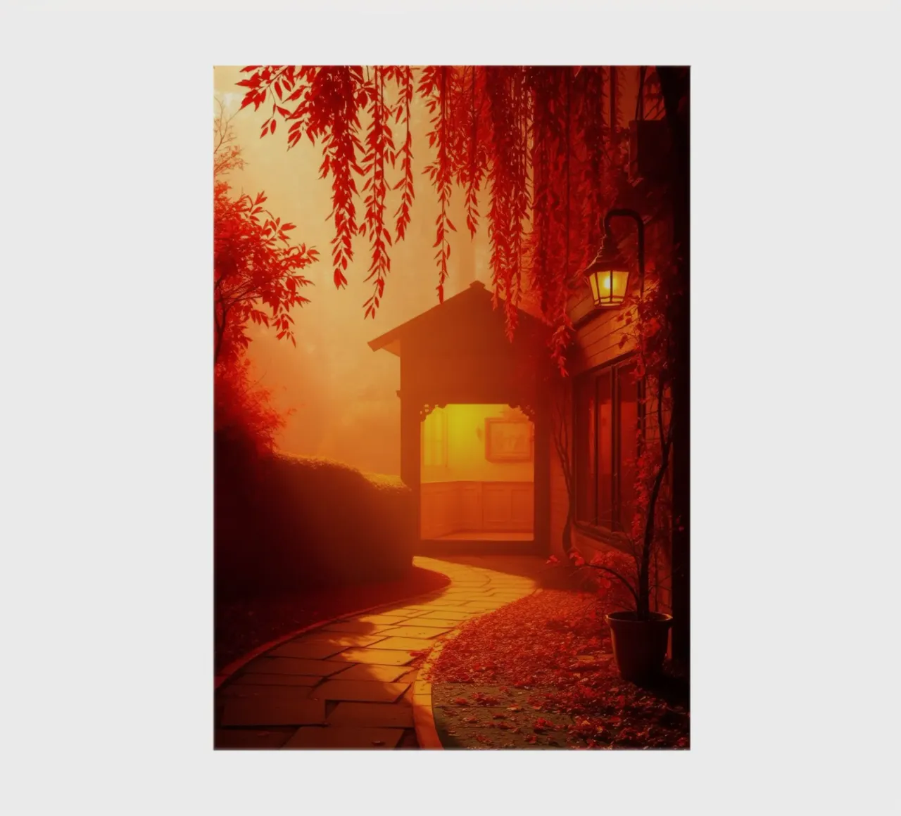Superbe sentier d'automne menant à un abri douillet carnet de notes de DesignDoodle