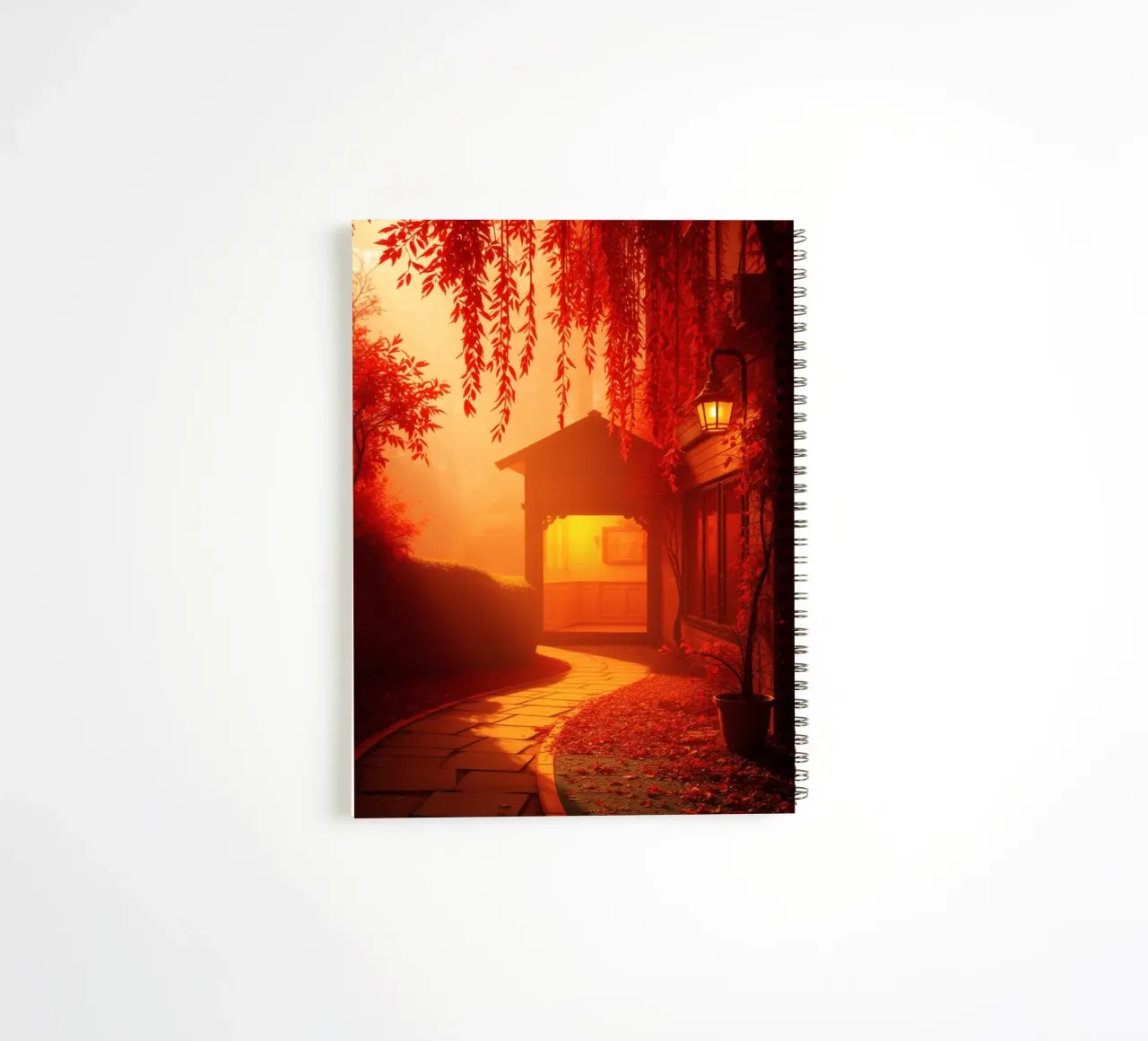 Wunderschöner Herbstpfad, der zu einem gemütlichen Unterstand führt Ringbuch von DesignDoodle