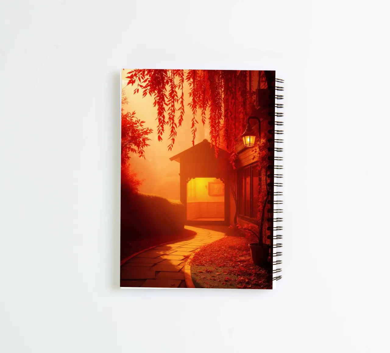 Wunderschöner Herbstpfad, der zu einem gemütlichen Unterstand führt Ringbuch von DesignDoodle