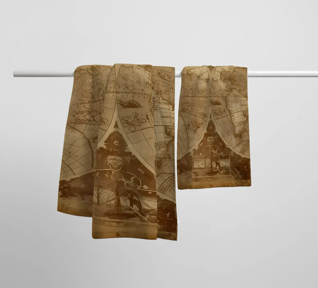 Mappa del mondo d'epoca asciugamano da bagno da Delaplane