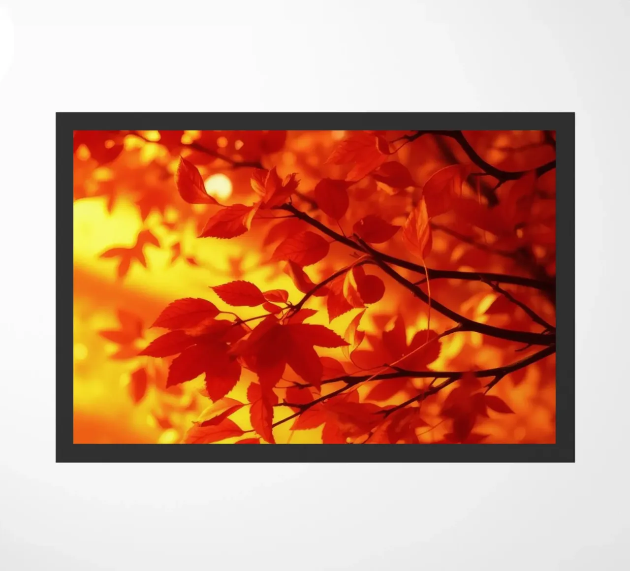 Levendige herfstbladeren verlicht tegen een warme achtergrond deurmat van DesignDoodle