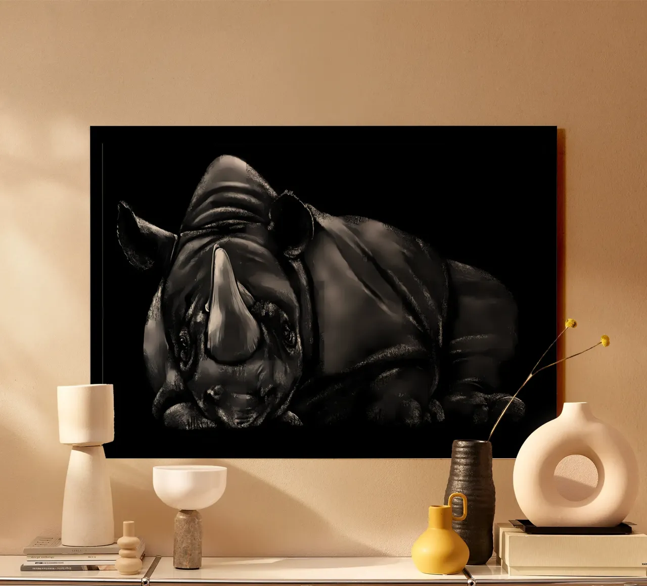 Rhinozeros Alu-Dibond von Delaplane