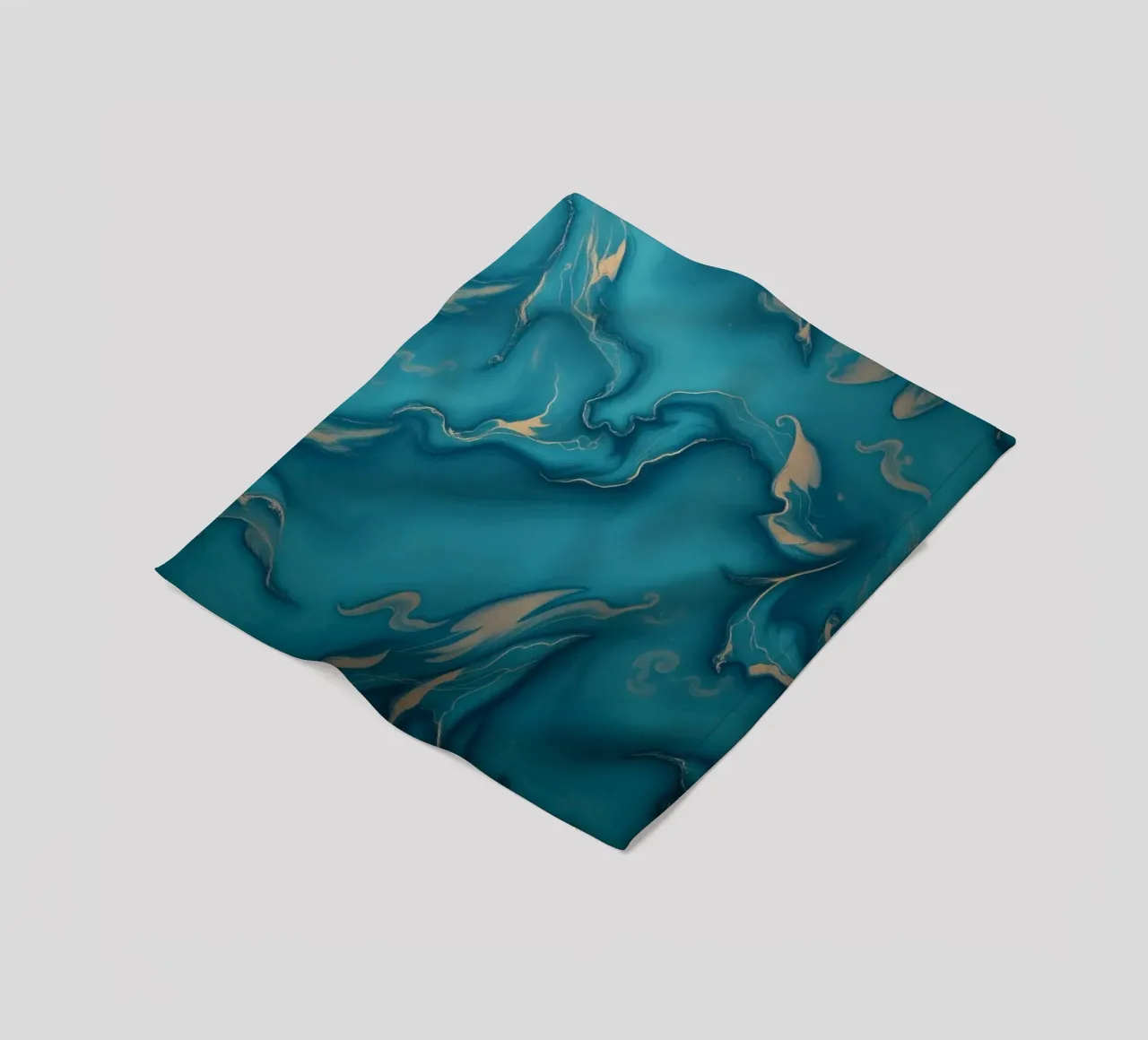Unique abstract blue and gold marbled with flowing patterns fleece blanket by DesignDoodle