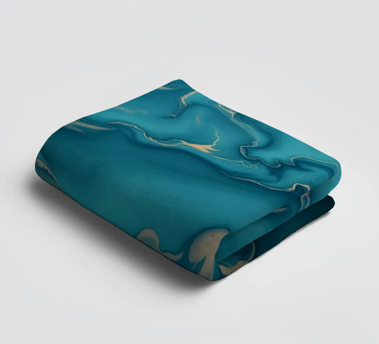 Unique abstract blue and gold marbled with flowing patterns towel by DesignDoodle