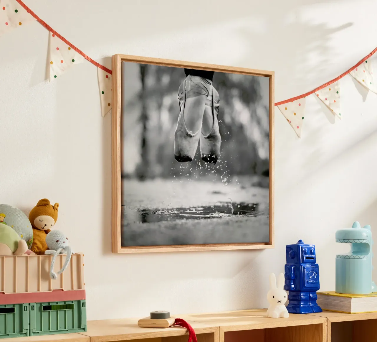 The Day We Went Jumping in Puddles - Howard Ashton-Jones canvas met Baklijst van Pictufy