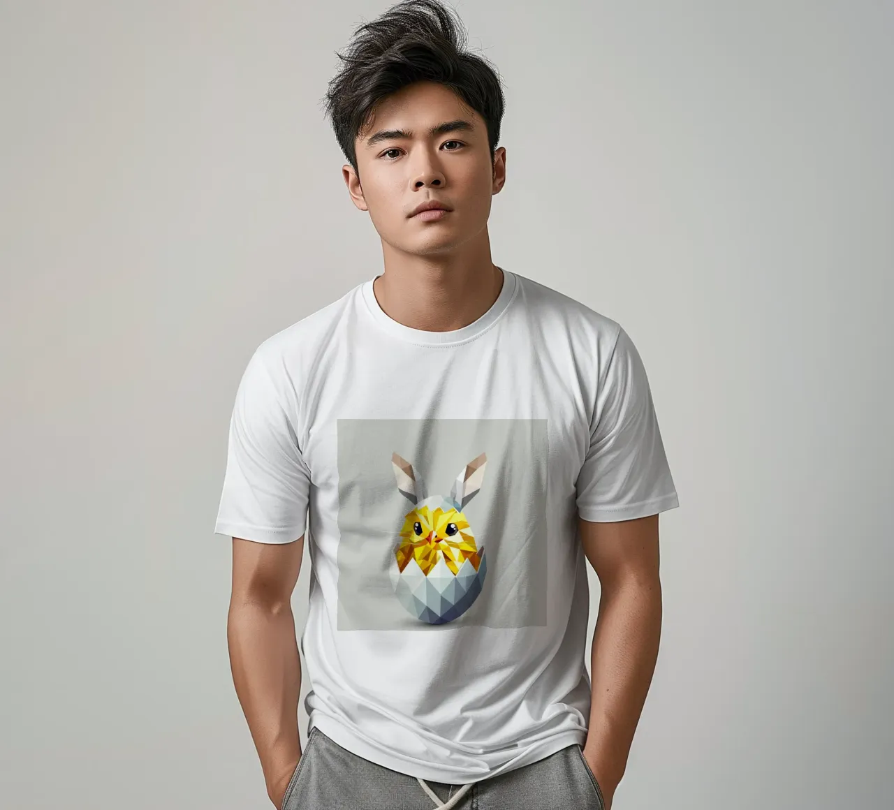 Pollito de Pascua geométrico en un huevo con orejas de conejo camiseta de namosh