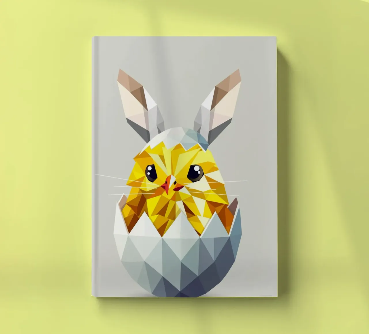 Geometric Easter chick in an egg with bunny ears notebook by namosh