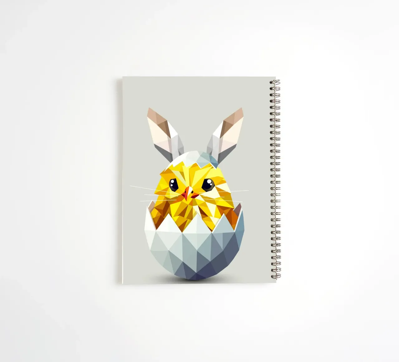 Geometric Easter chick in an egg with bunny ears spiral notebook by namosh