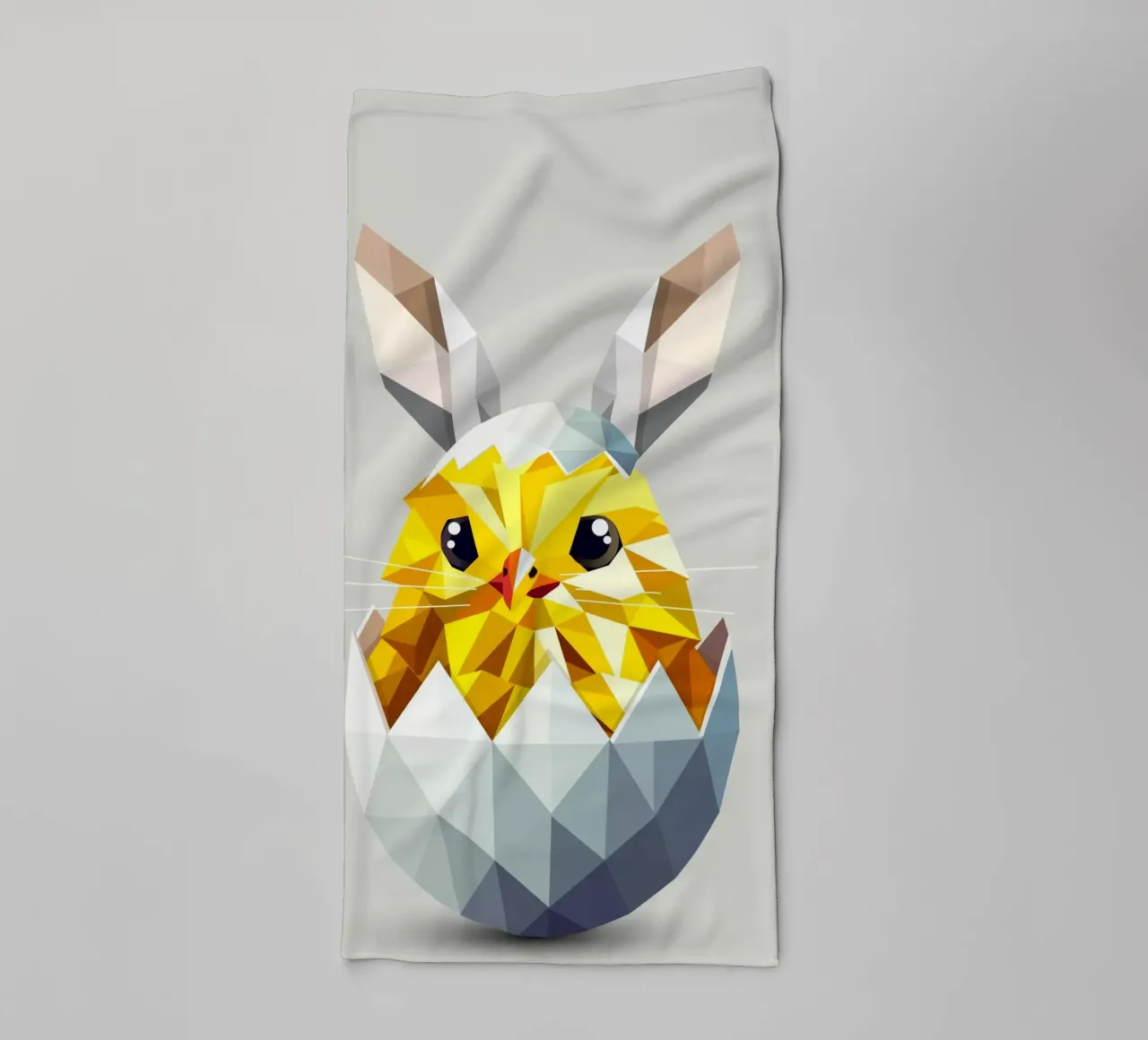 Geometric Easter chick in an egg with bunny ears towel by namosh