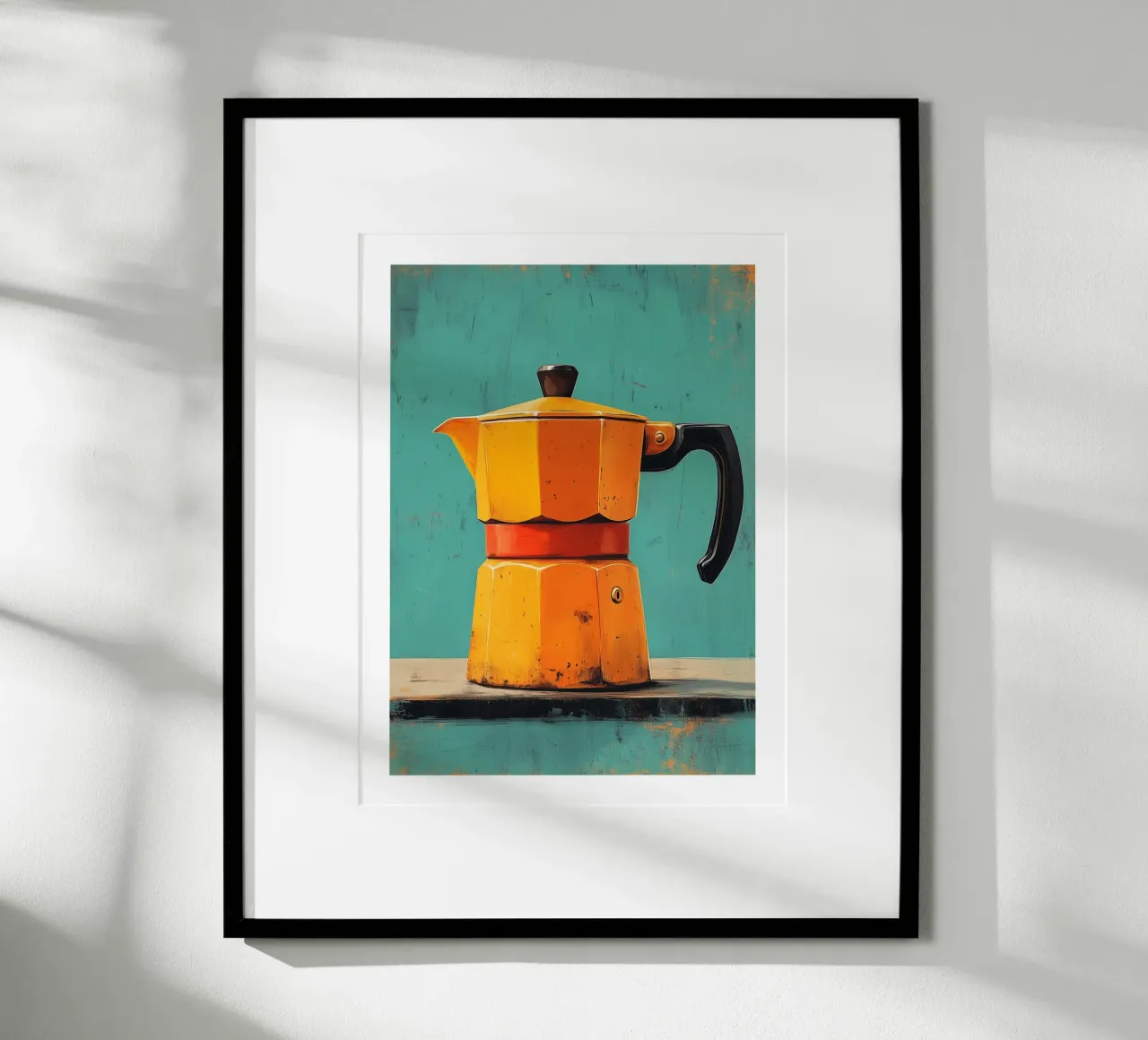 Caffettiera retrò gialla e arancione poster da Spice & Style