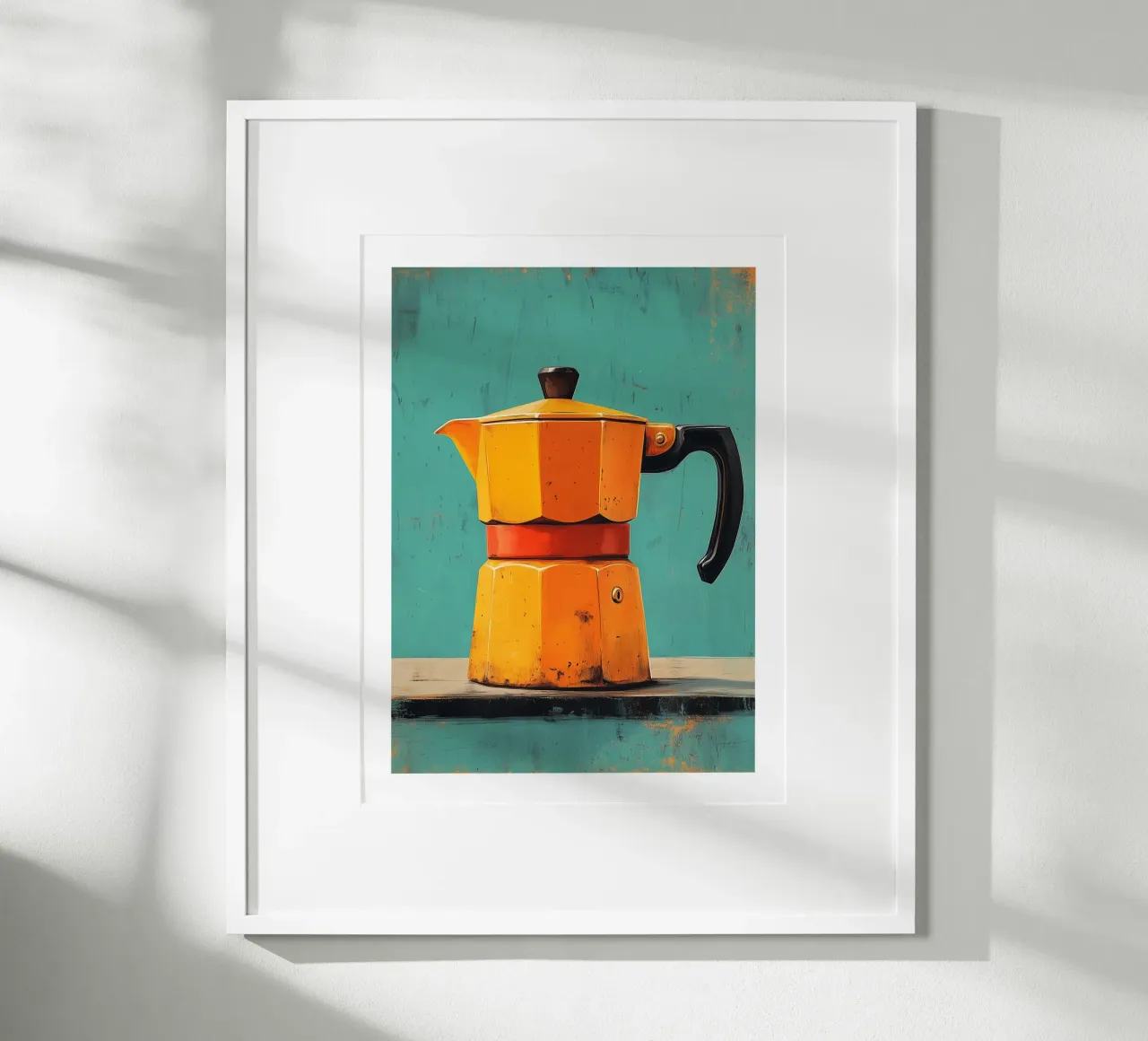Caffettiera retrò gialla e arancione poster da Spice & Style