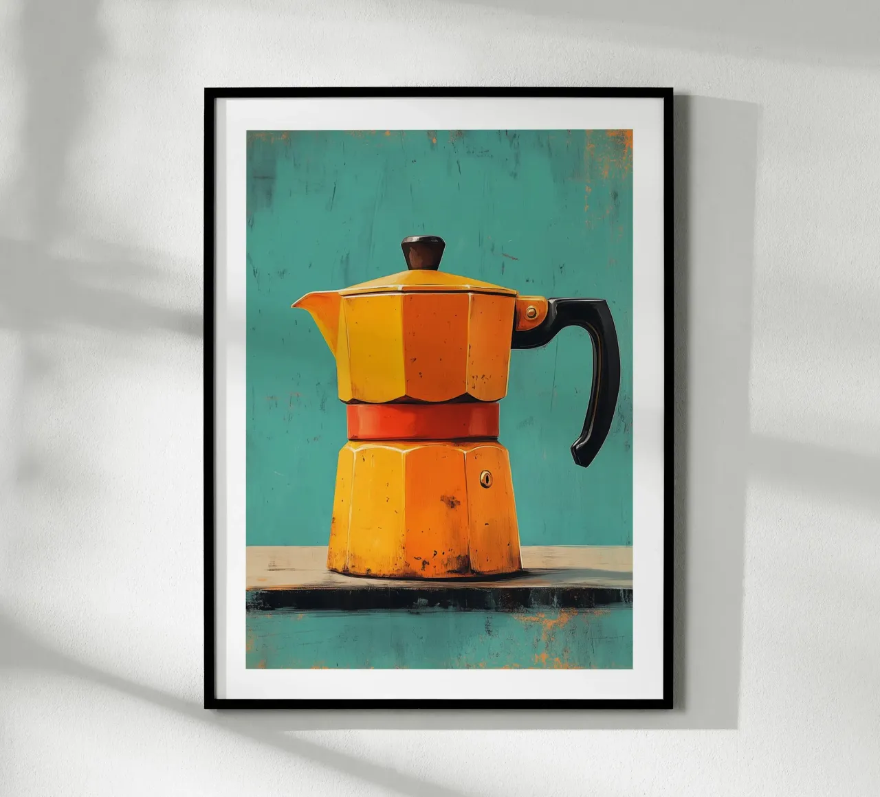 Caffettiera retrò gialla e arancione poster da Spice & Style