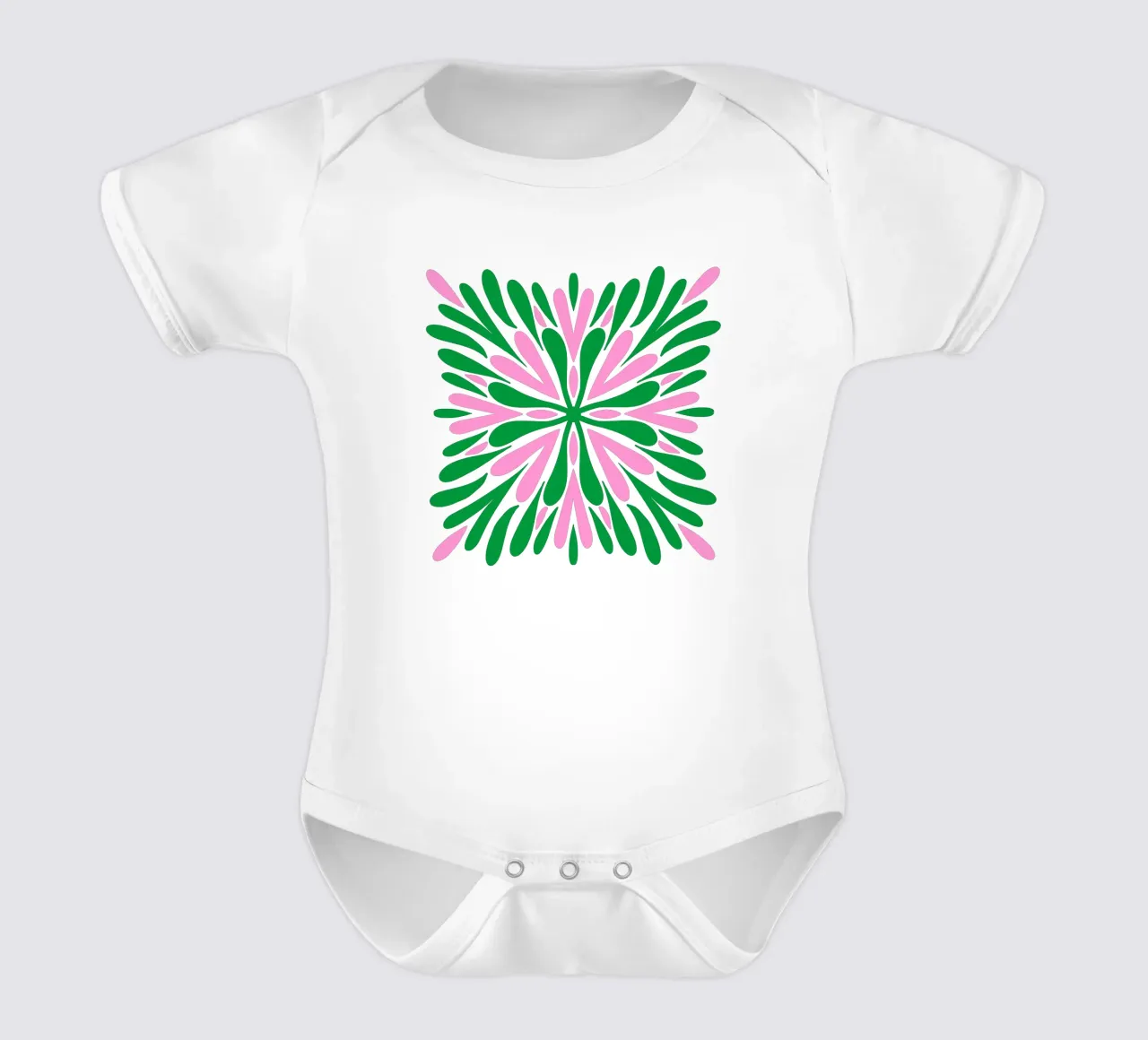 Petali di simmetria moderna - Verde e rosa body neonato maniche corte da Wackapacka