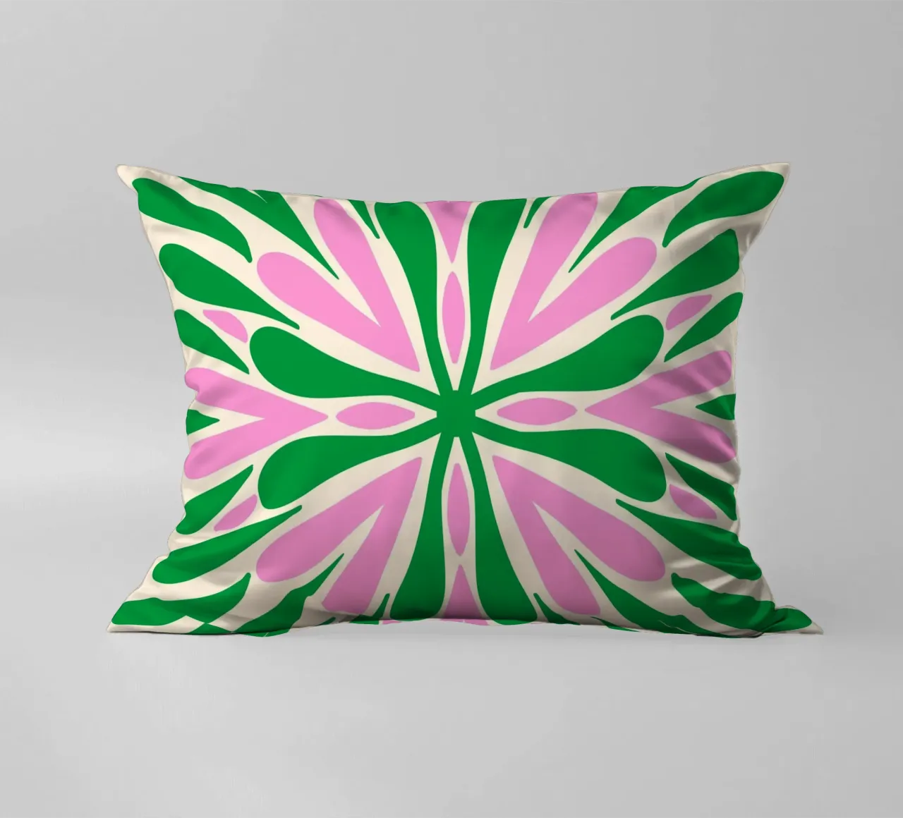 Petali di simmetria moderna - Verde e rosa cuscino da Wackapacka