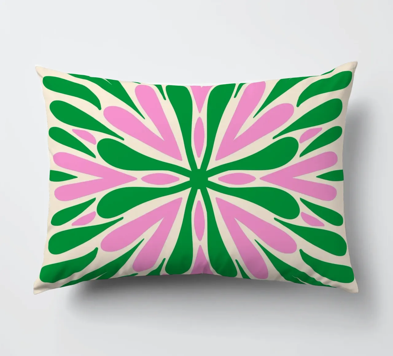 Petali di simmetria moderna - Verde e rosa cuscino da Wackapacka