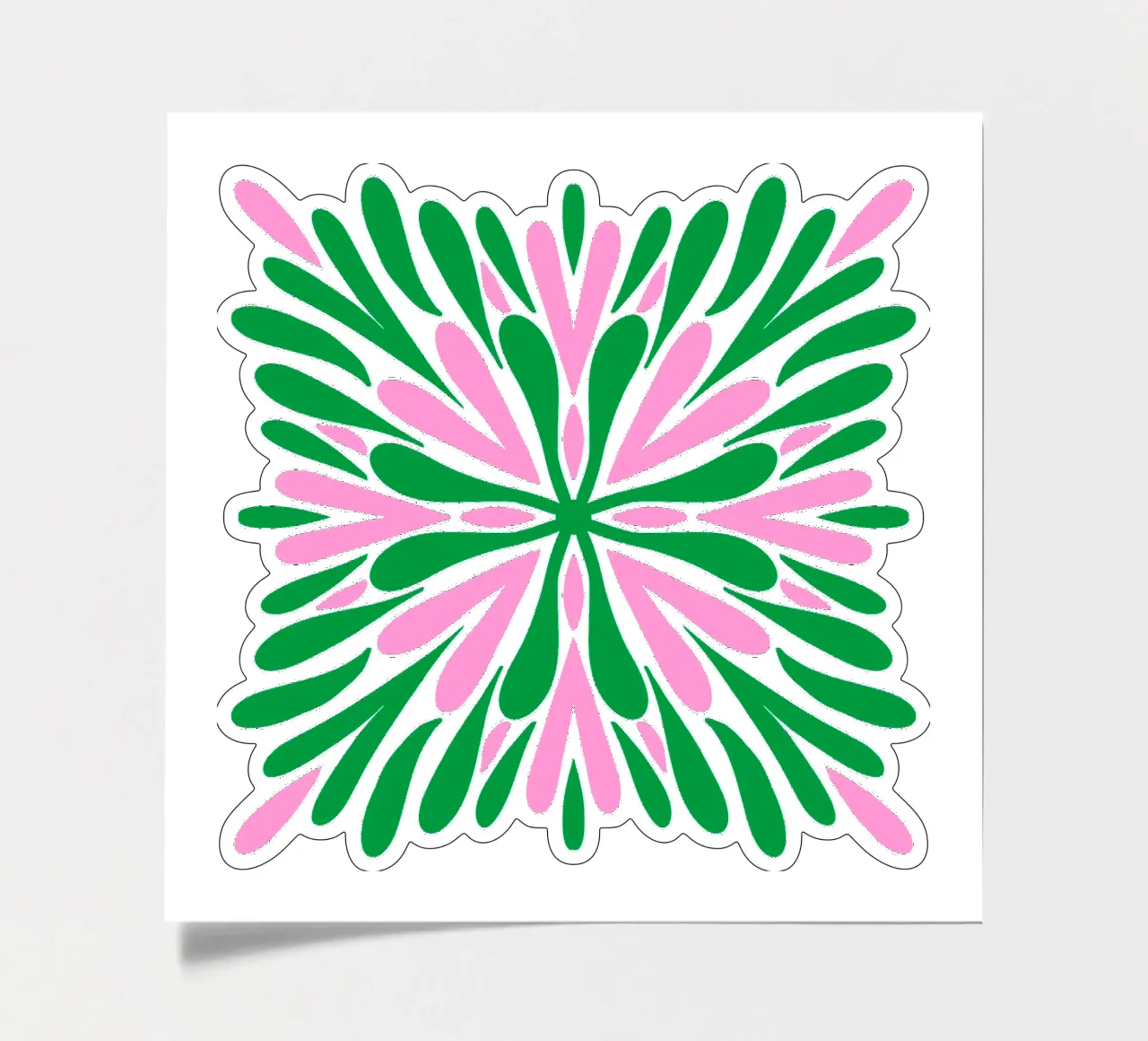 Modern Symmetry Petals - Green and Pink sticker sheet by Wackapacka