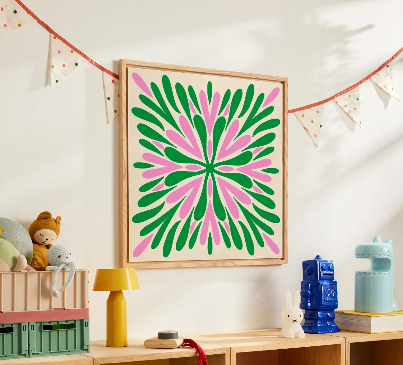 Petali di simmetria moderna - Verde e rosa plexiglass da Wackapacka