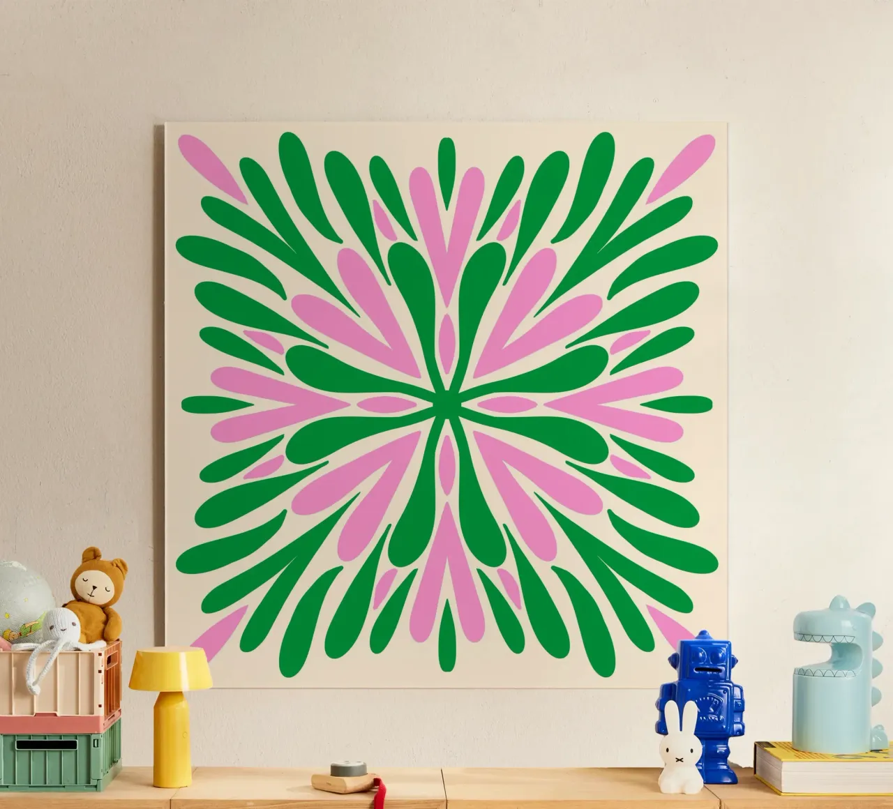 Petali di simmetria moderna - Verde e rosa plexiglass da Wackapacka