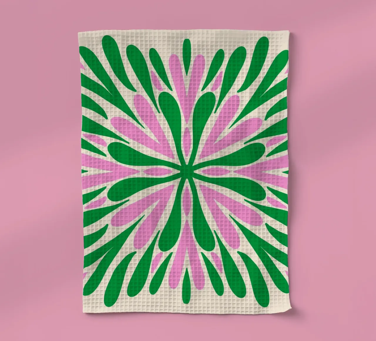 Petali di simmetria moderna - Verde e rosa canovaccio da cucina da Wackapacka