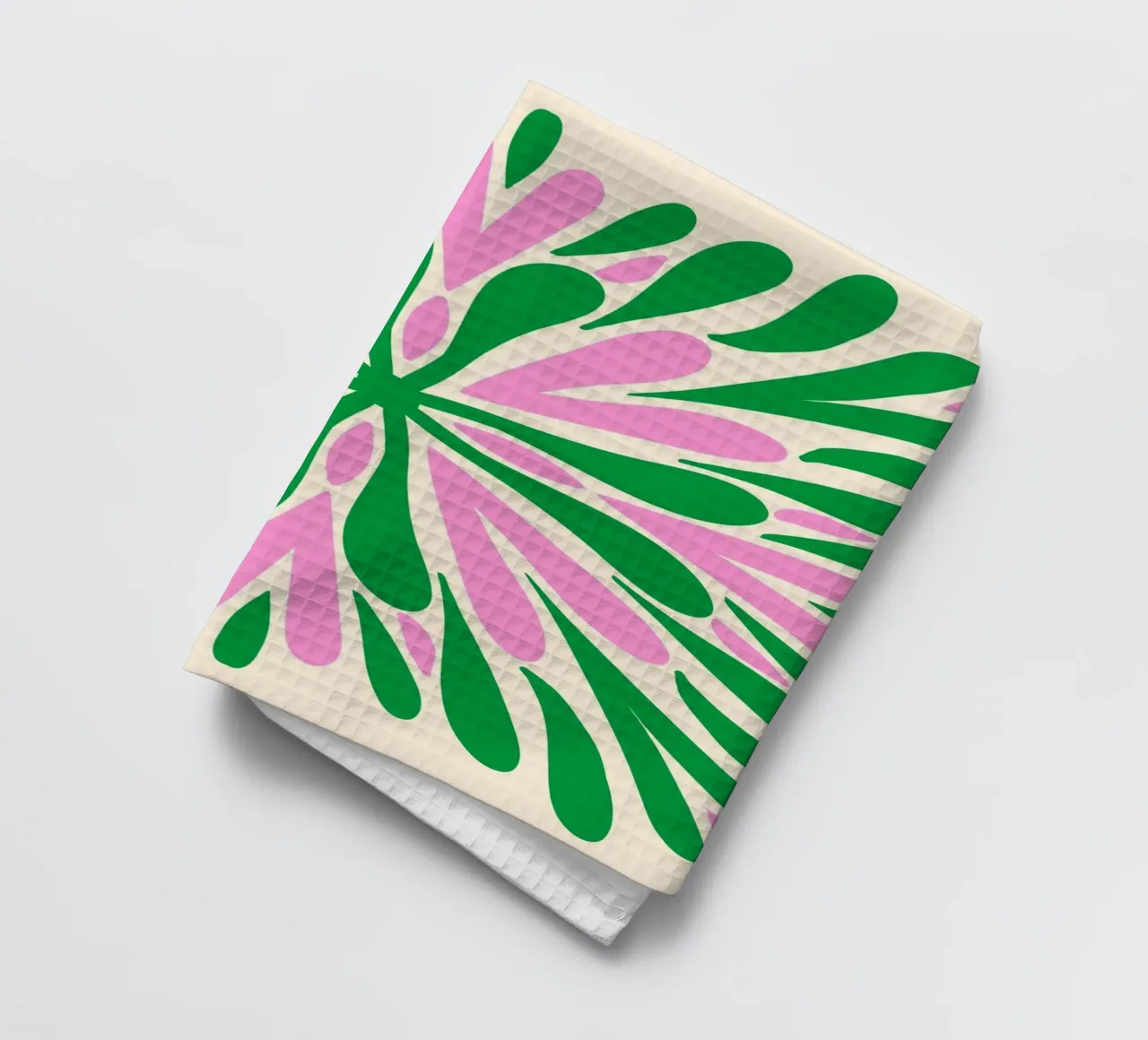 Petali di simmetria moderna - Verde e rosa canovaccio da cucina da Wackapacka