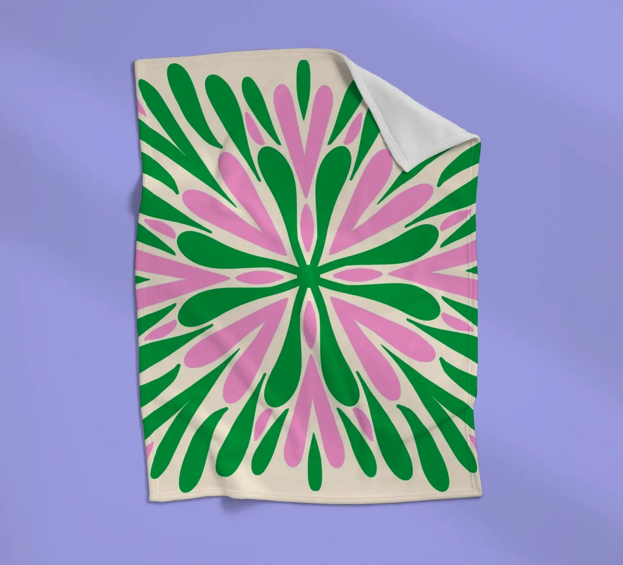 Pétalos de simetría moderna - Verde y rosa manta de franela de Wackapacka