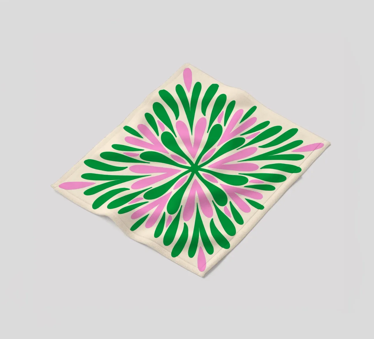 Pétalos de simetría moderna - Verde y rosa manta de franela de Wackapacka