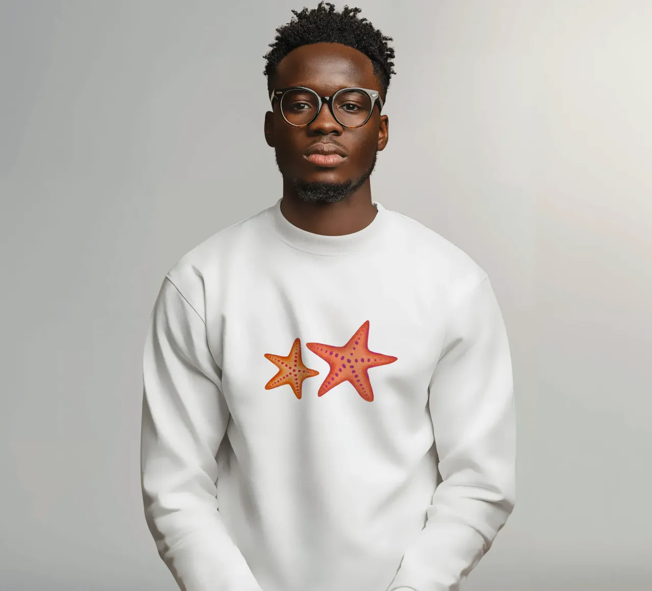 Estrellas de mar y conchas. Motivo marítimo en acuarela sudadera de CalliLetters