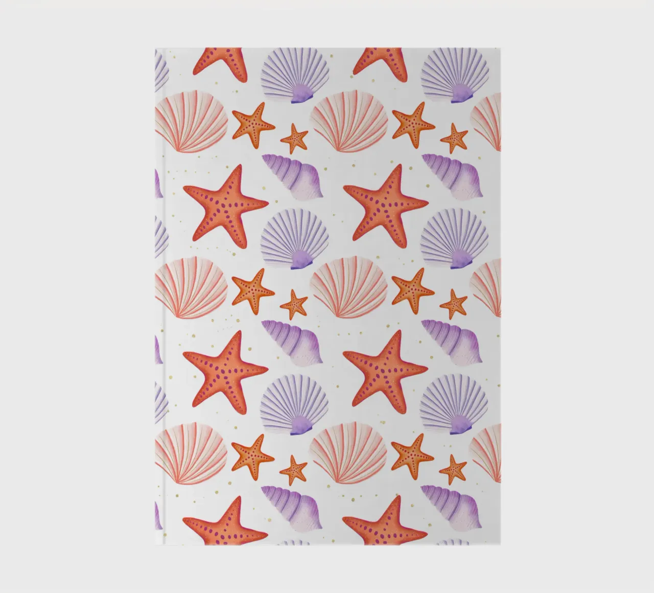 Starfish and shells. Maritime pattern in watercolour notebook by CalliLetters