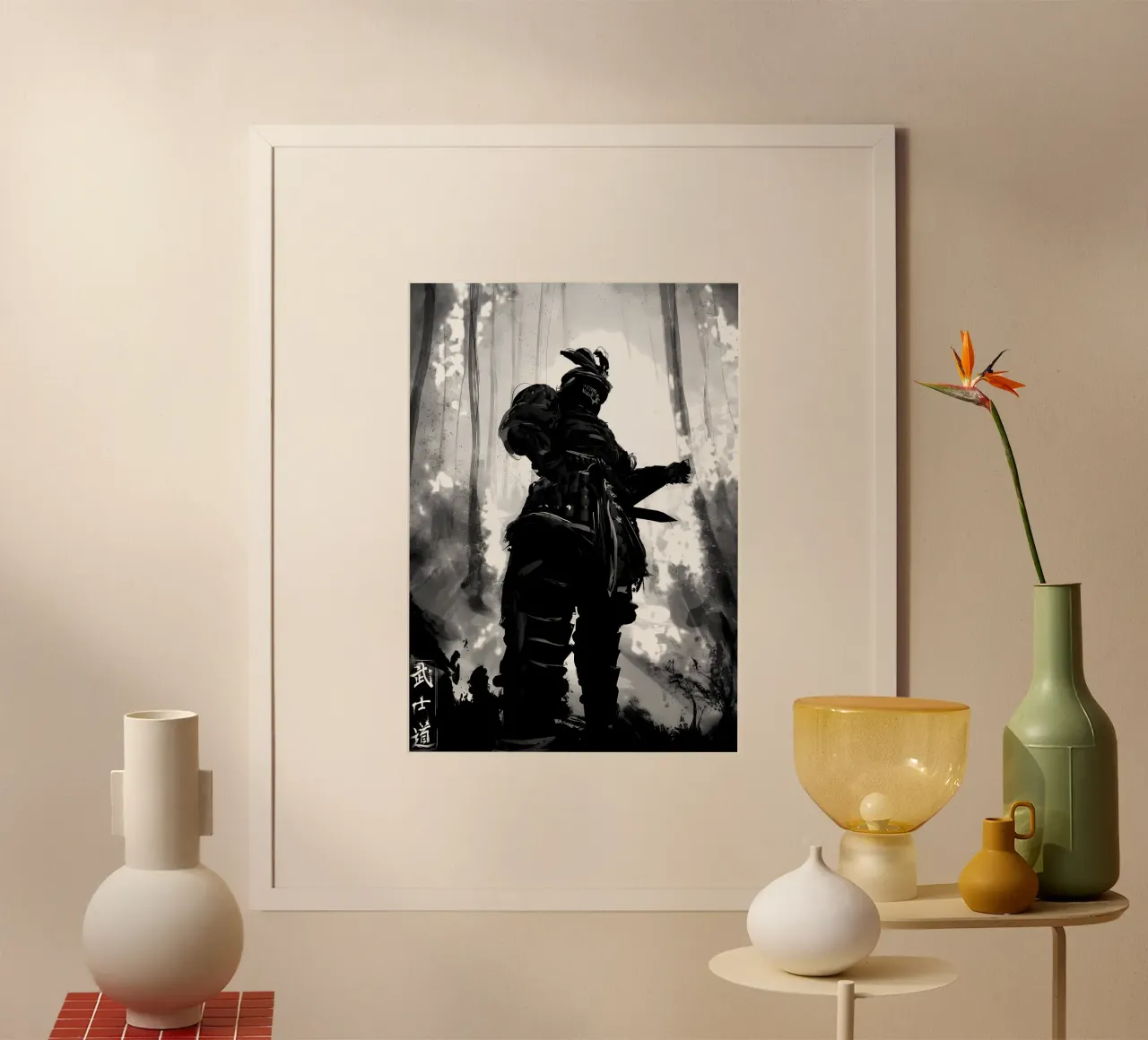 Samurai giapponesi Giappone poster con telaio in legno da Mikesell