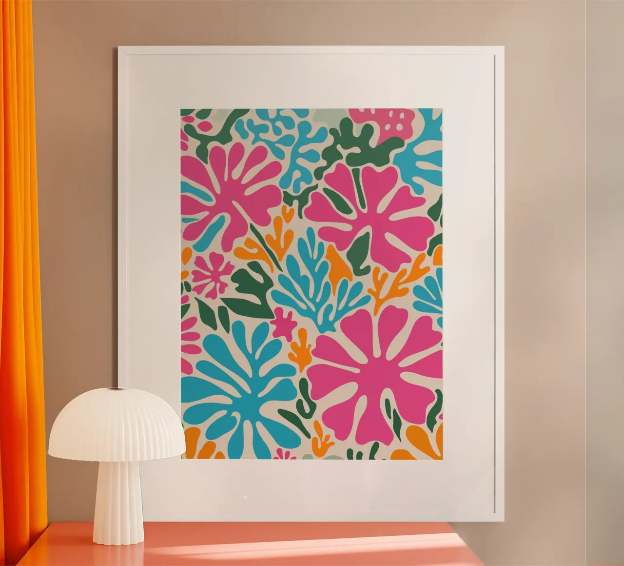 Abstrakte Florale Korallen poster con telaio in plastica da pierosvisuals