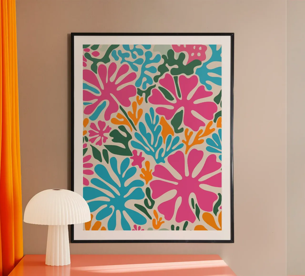 Abstrakte Florale Korallen poster con telaio in plastica da pierosvisuals