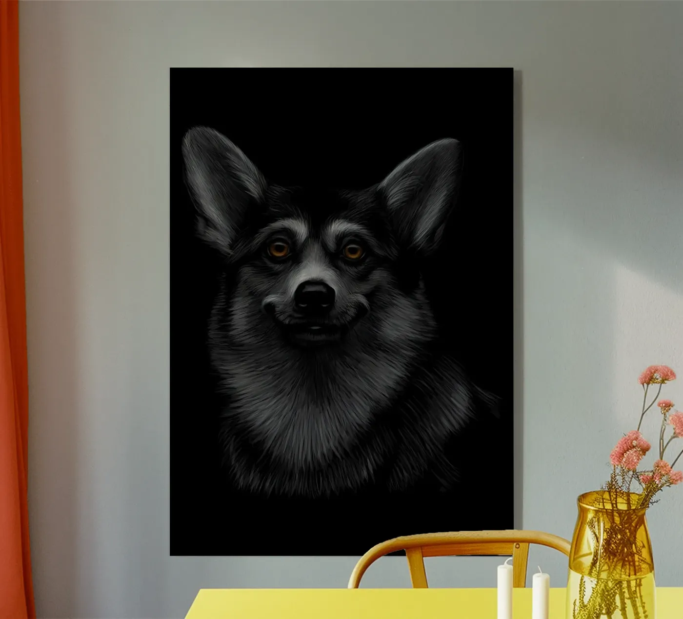 Welsh Corgi acryl van Delaplane