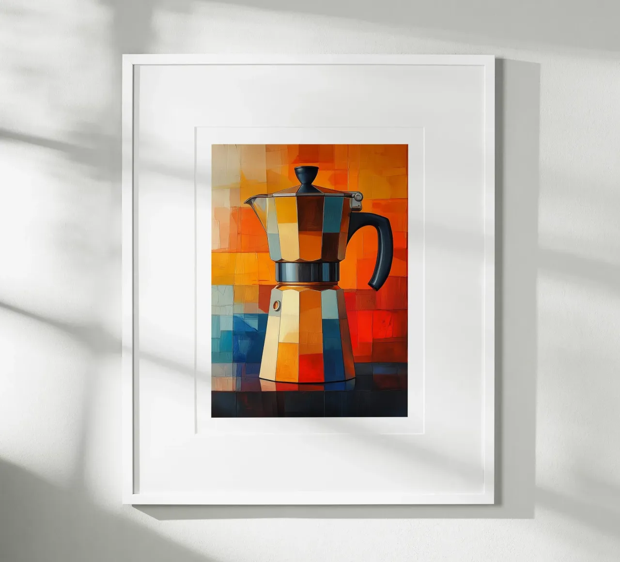 Caffettiera patchwork colorata poster con telaio in plastica da Spice & Style