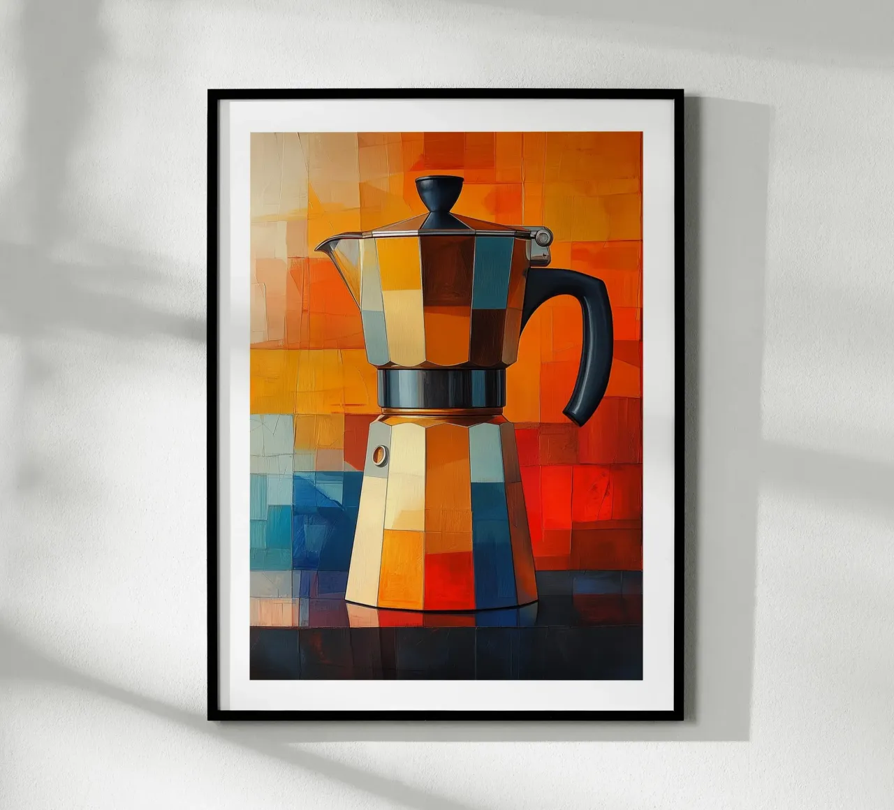 Caffettiera patchwork colorata poster con telaio in plastica da Spice & Style