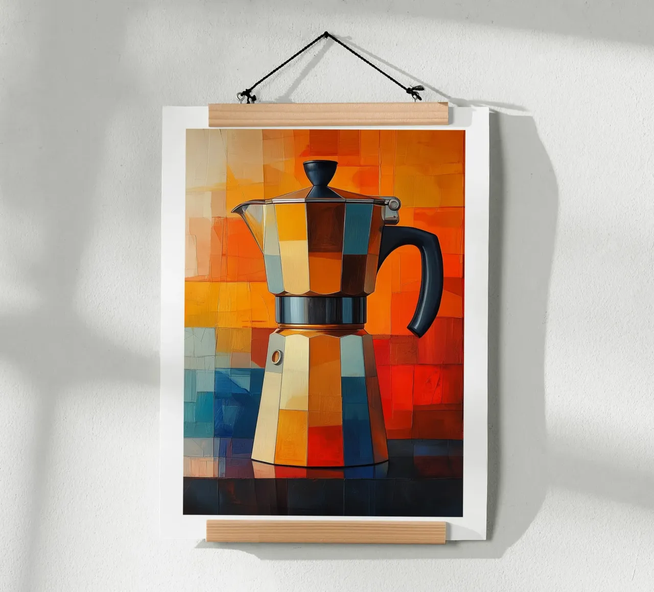 Caffettiera patchwork colorata poster con telaio in plastica da Spice & Style
