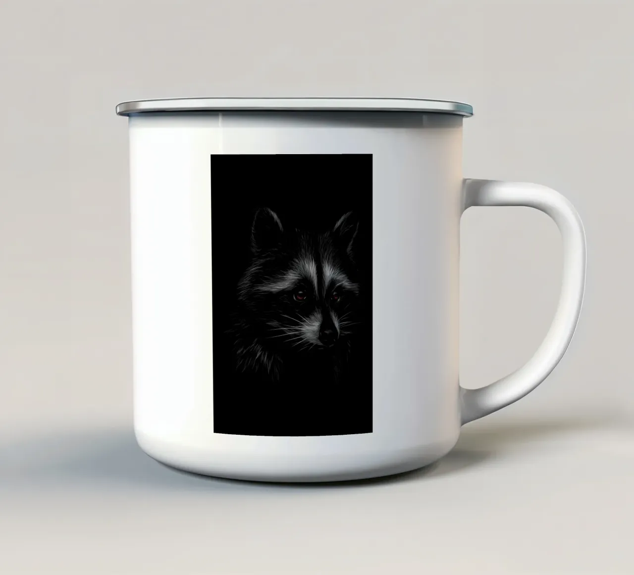 Raccoon enamel mug by Delaplane